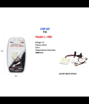 Chip Led 2 Watt 12v Auto 9 Led Luce Ultra Luminose T10 6000k Maxtech L-m01         