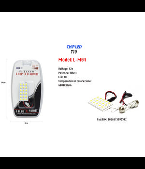 Chip Led 4 W 18 Led 12v Interni Auto Lampadina Ultra Luminose T10 Maxtech L-m04         