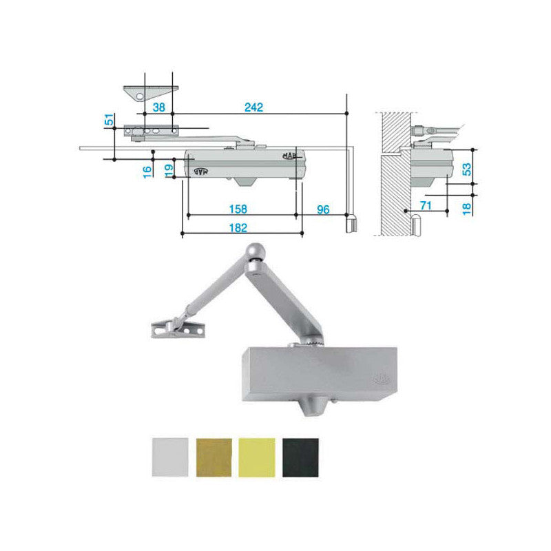 Chiudiporta Aerodinamico 564 Bronzo Me6409 Mab