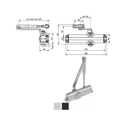 Chiudiporta Aerodinamico Arg. Ts Compakt 101 Dorma