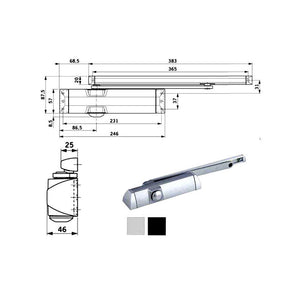 Chiudiporta Aerodinamico Argento Ts 90 Dorma