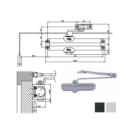 Chiudiporta Aerodinamico Fermo Nero Is20 Iseo