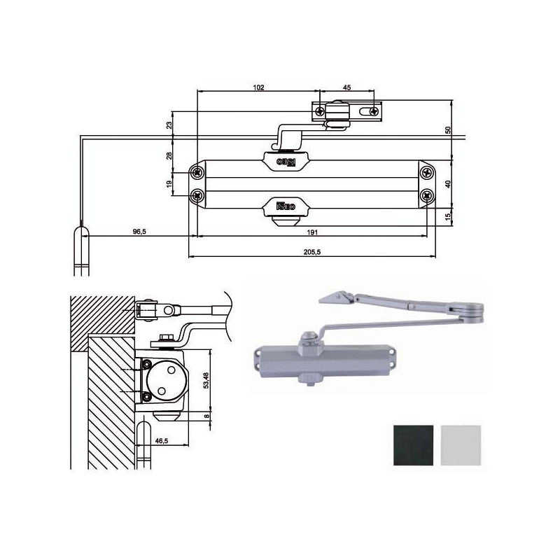 Chiudiporta Aerodinamico Fermo Nero Is20 Iseo