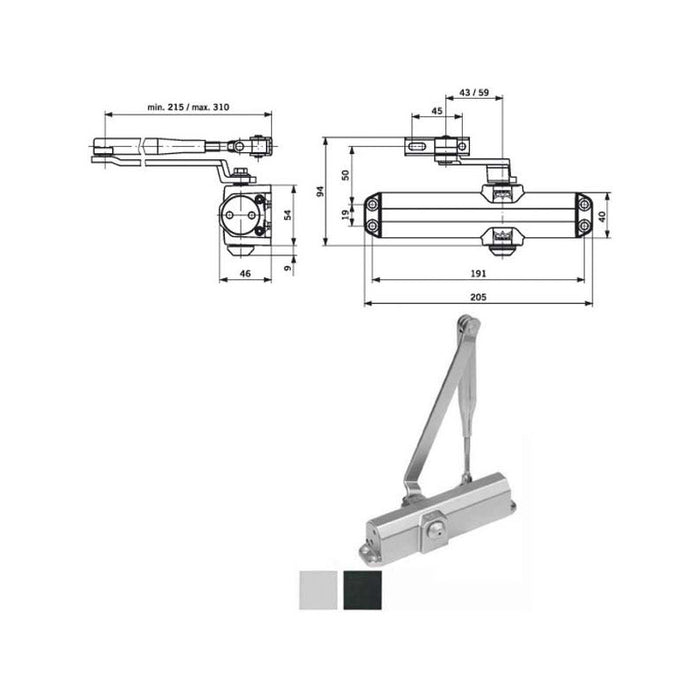 Chiudiporta Aerodinamico Ner. Ts Compakt 101 Dorma