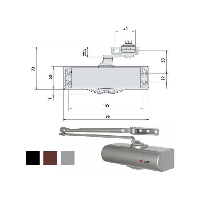 Chiudiporta Aerodinamico Nero C1415-03-0-44 Cisa