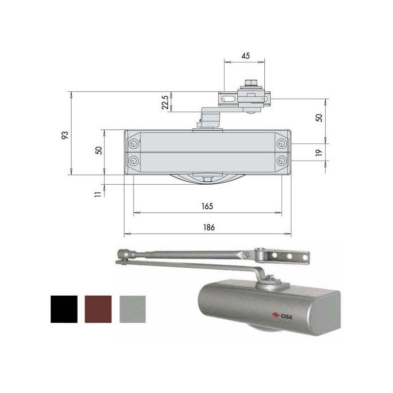 Chiudiporta Aerodinamico Nero C1415-03-0-44 Cisa