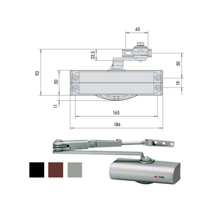 Chiudiporta Aerodinamico Nero C1416-03-0-44 Cisa
