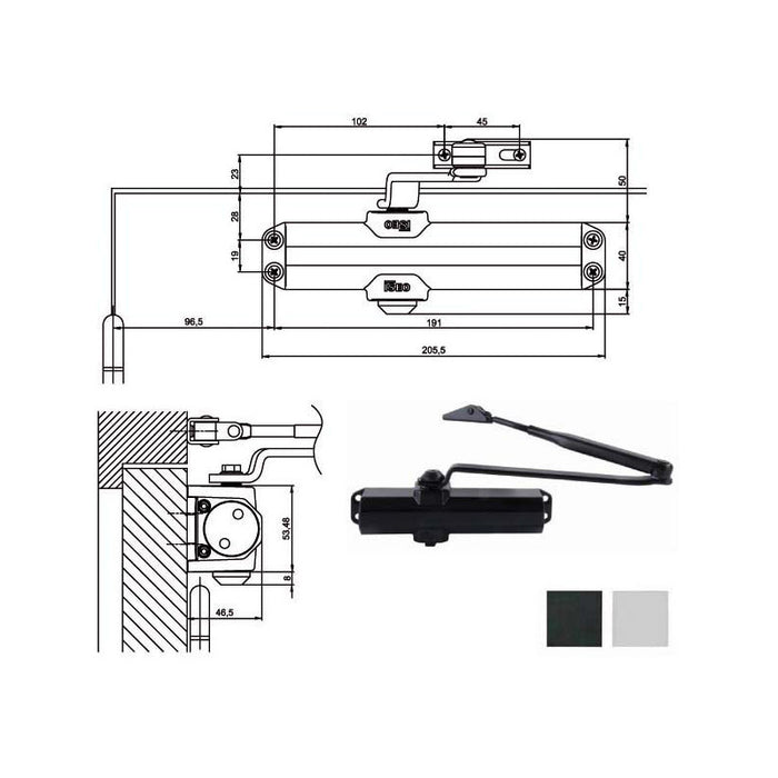 Chiudiporta Aerodinamico Nero Is20 Iseo