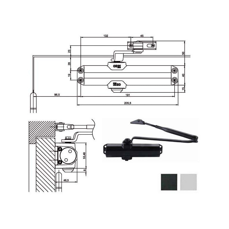 Chiudiporta Aerodinamico Nero Is20 Iseo
