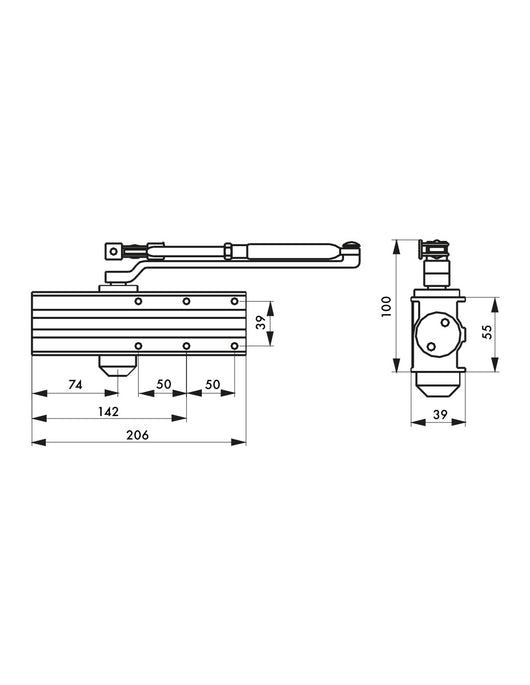 Chiudiporta spingiporta automatico idraulico, portata 60kg, Forza 3, bianco, reversibile braccio standard, certificazione antincendio - THIRARD