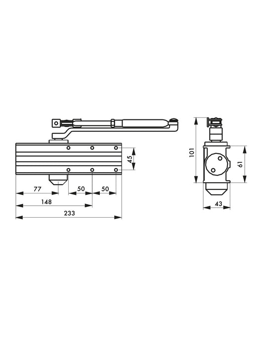 Chiudiporta spingiporta idraulico, portata 60kg, Design Forza 3, nero, antivandalismo, certificazione antincendio - THIRARD