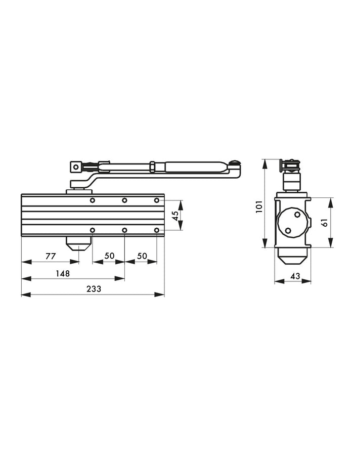 Chiudiporta spingiporta idraulico, portata 60kg, Design Forza 3, nero, antivandalismo, certificazione antincendio - THIRARD