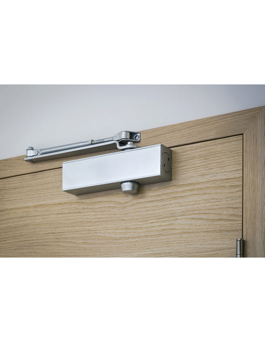 Chiudiporta spingiporta automatico idraulico, portata 60kg, Forza 3, argento, reversibile braccio standard, certificazione antincendio - THIRARD