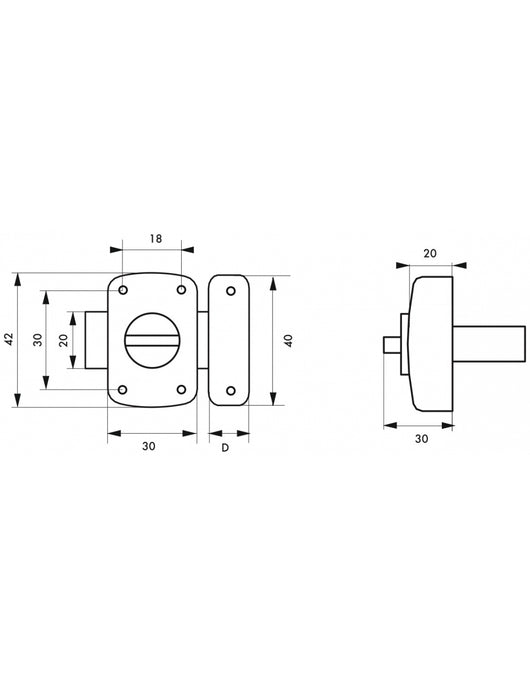 Chiusura a bottone Concorde per porta interna, 30mm, acciaio, argento epossidico - THIRARD