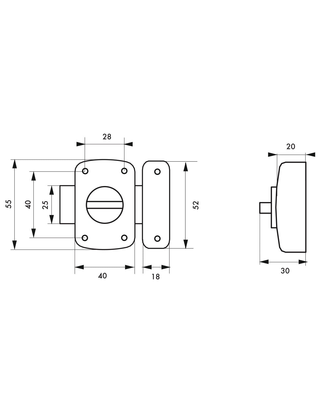 Chiavistello a pomolo Concorde per porta interna, 30mm, acciaio, bronzo epossidico - THIRARD