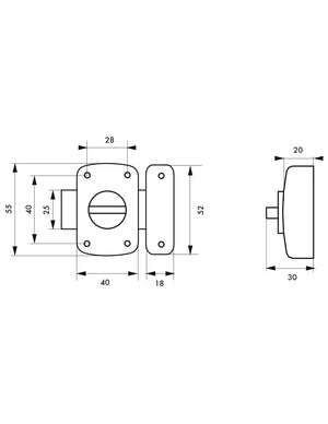 Chiavistello a pomolo Concorde per porta interna, 30mm, acciaio, bronzo epossidico - THIRARD
