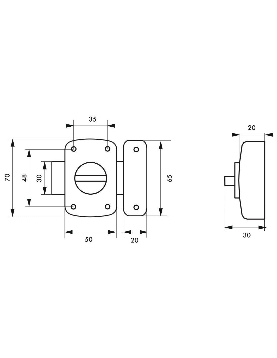 Chiusura a bottone Concorde per porta interna, 50mm, acciaio, bronzo epossidico - THIRARD