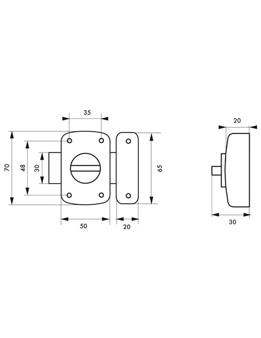 Chiusura a bottone Concorde per porta interna, 50mm, acciaio, bronzo epossidico - THIRARD