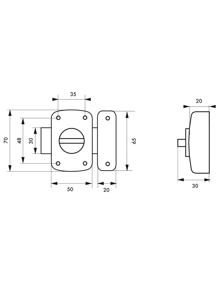 Chiusura a bottone Concorde per porta interna, 50mm, acciaio, bronzo epossidico - THIRARD
