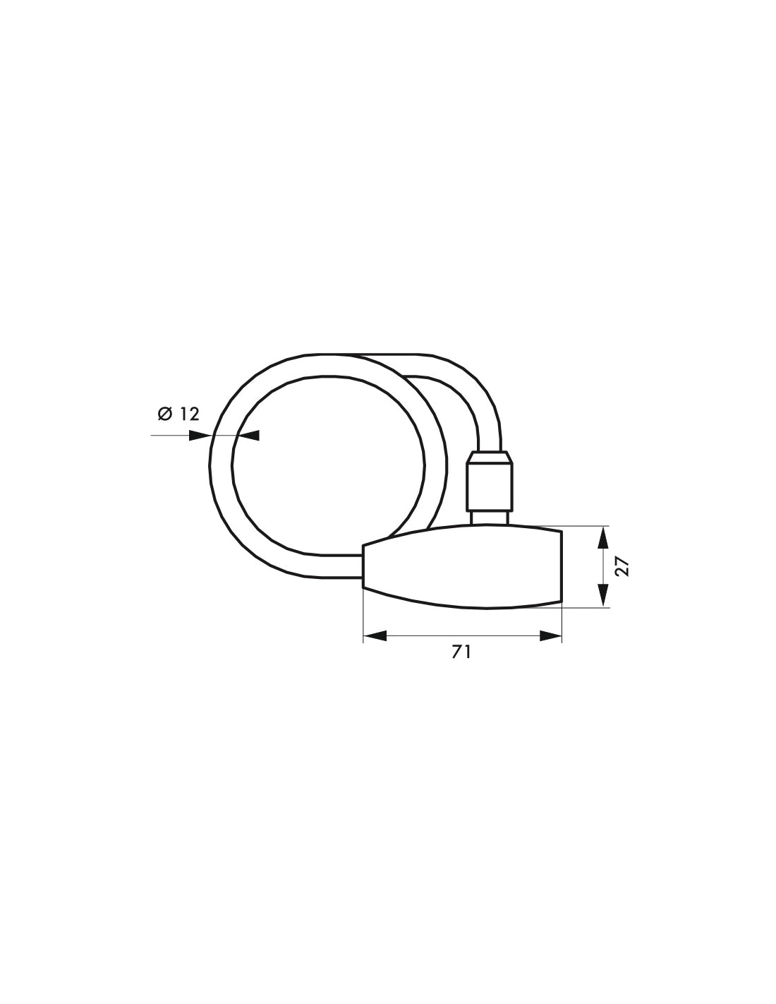 Cavo antifurto a chiave Twisty, cavo d'acciaio, bicicletta, 12mmx0.6m, 2 chiavi, nero - THIRARD