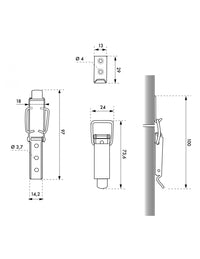 Chiusura a leva, altezza 44mm, acciaio zincato - THIRARD
