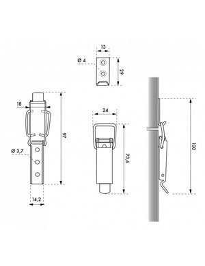 Chiusura a leva, altezza 44mm, acciaio zincato - THIRARD