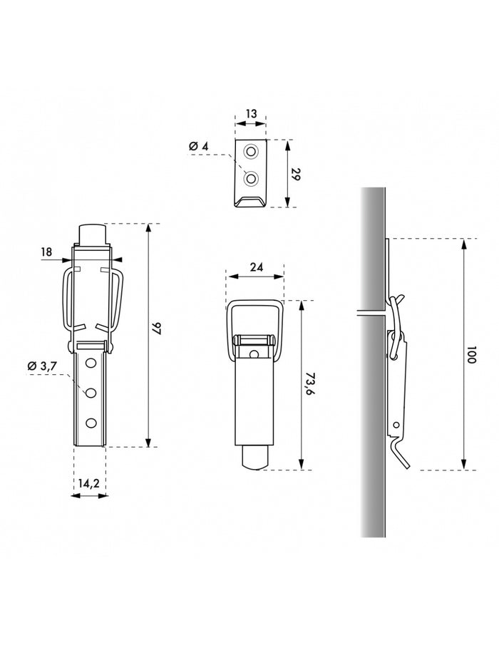 Chiusura a leva, altezza 44mm, acciaio zincato - THIRARD