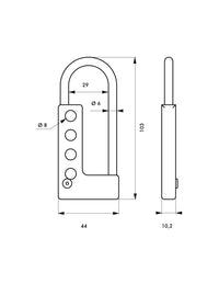 Chiusura in alluminio per 4 lucchetti - THIRARD