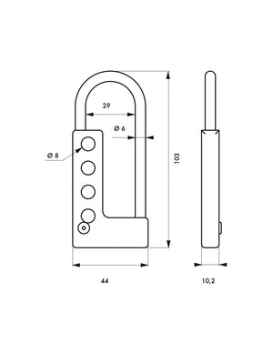 Chiusura in alluminio per 4 lucchetti - THIRARD