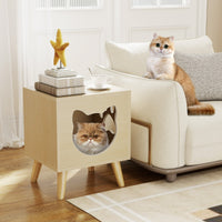 Chiusura per lettiera gatto con buco e finestra a forma di zampa, Mobile moderno per gattini con parte superiore rimovibile-Lettini e divanetti