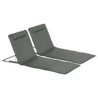 Set 2 Lettini Spiaggia Pieghevoli con Schienale Regolabile a 5 Livelli e Borsa, Grigio