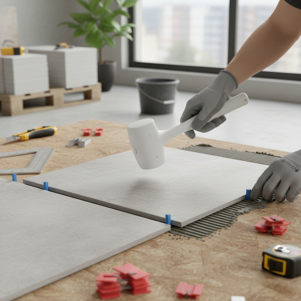 Martello battipiastrelle in gomma antirimbalzo per posa 1000 gr.