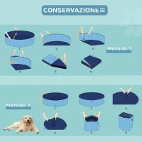 Piscina Pieghevole per Cani in Plastica Bordo Stabile per Animali Domestici Blu 120 x 30 cm (ØxH)