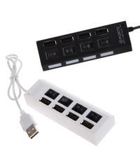 Ciabatta Usb Multipresa Hub Con 4 Porte Usb 2.0 Nera O Bianca E Led Blu         