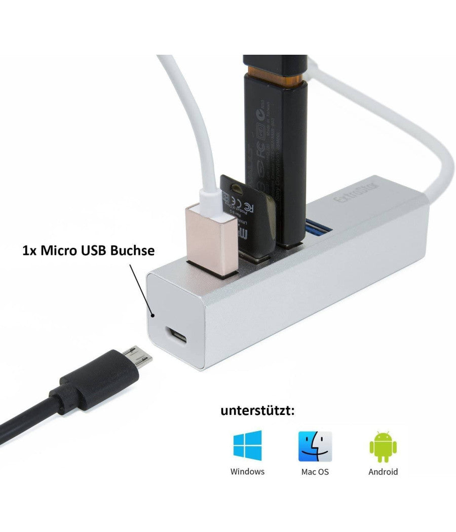 Ciabatta Usb Multipresa Hub Con 4 Porte Usb 3.0 + Micro Usb Per Pc E Laptop         