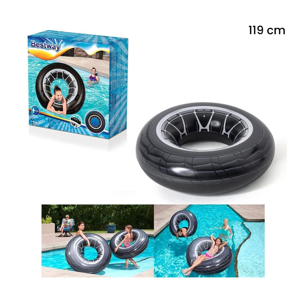 Trade Shop - Ciambella Gonfiabile Con Maniglie Forma Di Ruota Grande 119 Cm Gonfiabili -