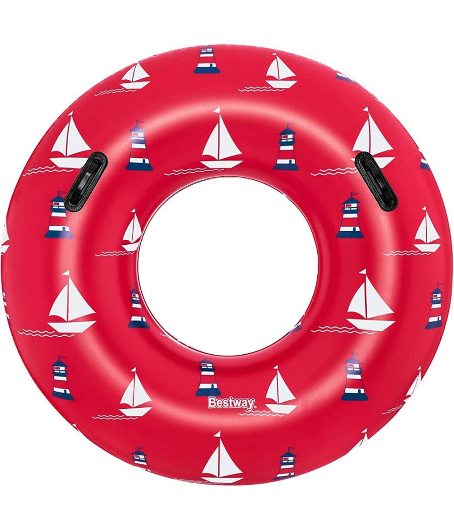 Trade Shop - Ciambella Gonfiabile Fashion Nautical Salvagente 119cm Con Maniglie Estate 36353 -