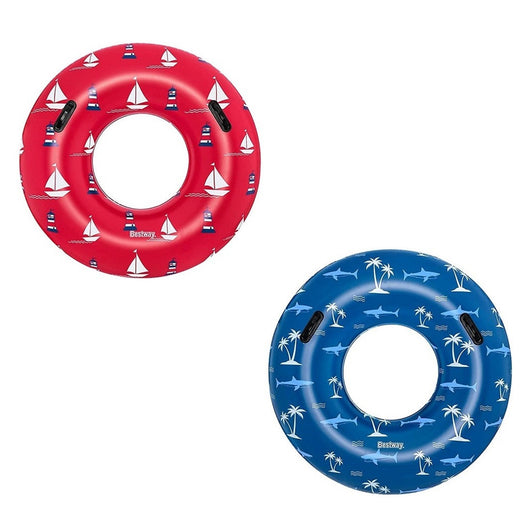 Trade Shop - Ciambella Gonfiabile Fashion Nautical Salvagente 119cm Con Maniglie Estate 36353 -