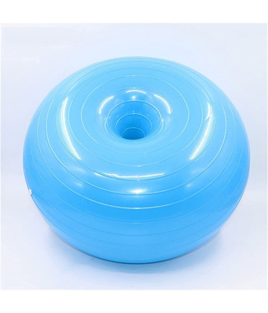 Ciambella Palla Gonfiabile Allenamento Esercizio Pilates Yoga Con Gonfiatore Blu         