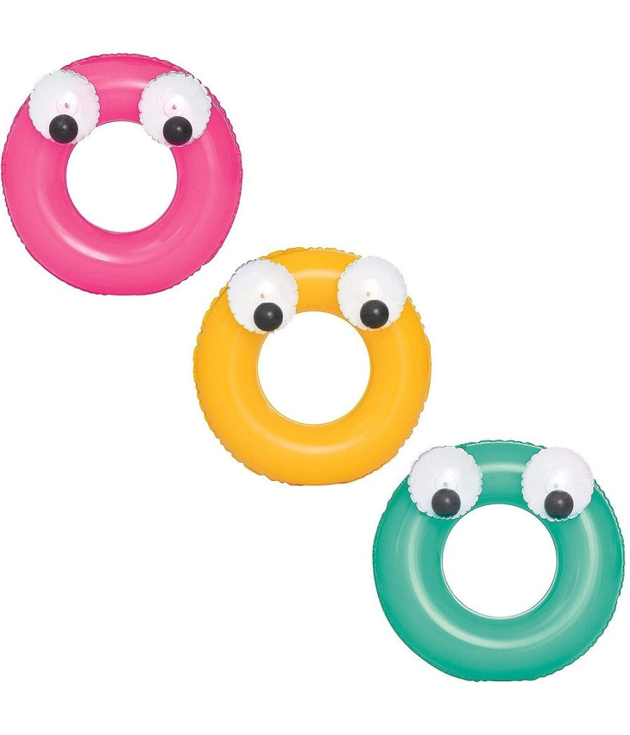 Ciambella Salvagente Gonfiabile Bambini 3-6anni Occhi Mobili 61cm 3 Colori 36114         