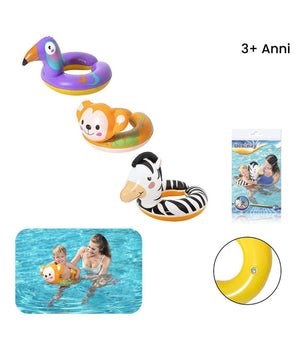 Ciambella Salvagente Gonfiabile Bambini Con Testa Animali Safari Assortiti 36112         
