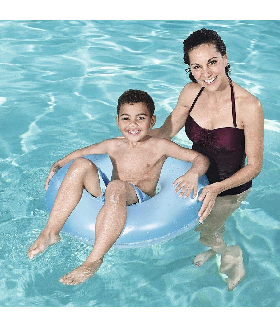 Trade Shop - Ciambella Salvagente Gonfiabile Per Bambini Trasparente Neon Nuoto 76 Cm 36024 -