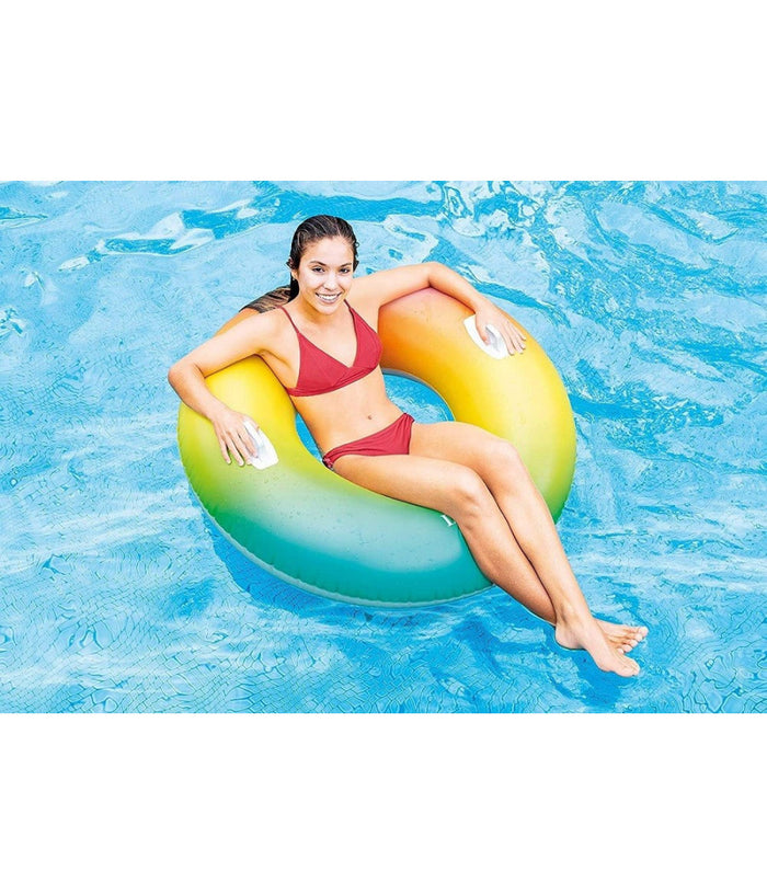 Ciambellone Gonfiabile Galleggiante Piscina Mare Arcobaleno Maniglie 122cm 58202         