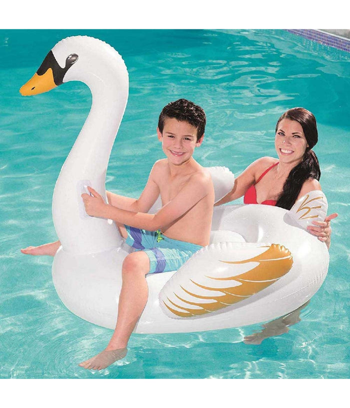 Trade Shop - Cigno Fashion Luxury Cavalcabile Gigante 122 X 122 Cm Bianco E Oro Isola -