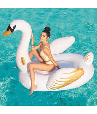 Trade Shop - Cigno Fashion Luxury Cavalcabile Gigante 169 X 169 Cm Bianco E Oro Isola -