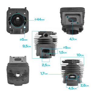 Gruppo termico per motozappa 52cc - ricambio compatibile cilindro + pistone per motori a 2 tempi da 52cc