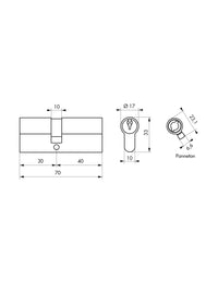 Cilindro europeo a doppia entrata STD 30x40mm, antisfilamento, ottone, 3 chiavi - THIRARD