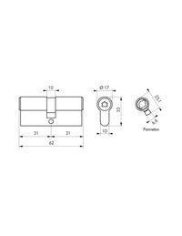 Cilindro europeo a doppia entrata, 31x31mm, 4 chiavi a pompa - Serrurerie de Picardie