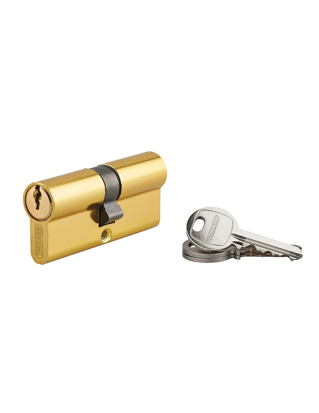 Cilindro europeo a doppia entrata Ecopro, 35x35mm, alluminio, anti-sfilamento, 3 chiavi, finitura ottone - THIRARD
