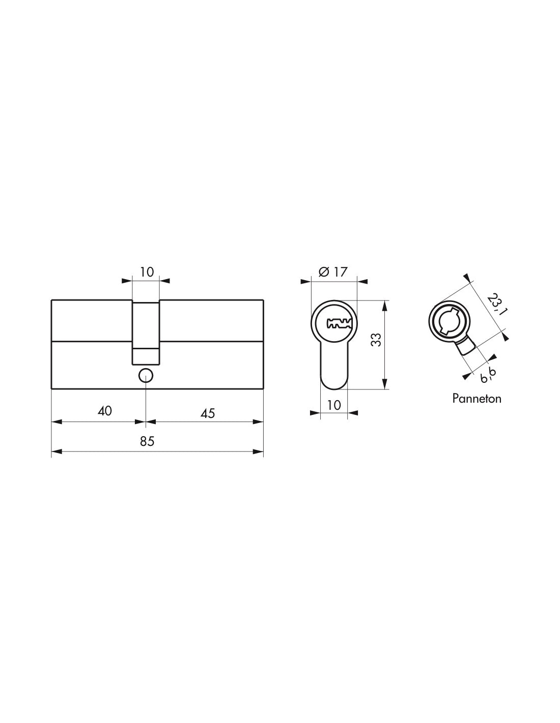 Cilindro europeo a doppia entrata Trafic 6, 40x45mm, nichel, antiperforazione, antirottura, 5 chiavi piatte reversibili- THIRARD